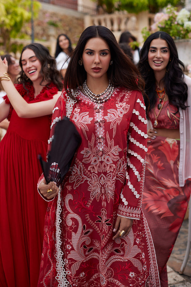 Shop Luxury Cherry Red Embroidered Pakistani Salwar Kameez Dupatta Suit
