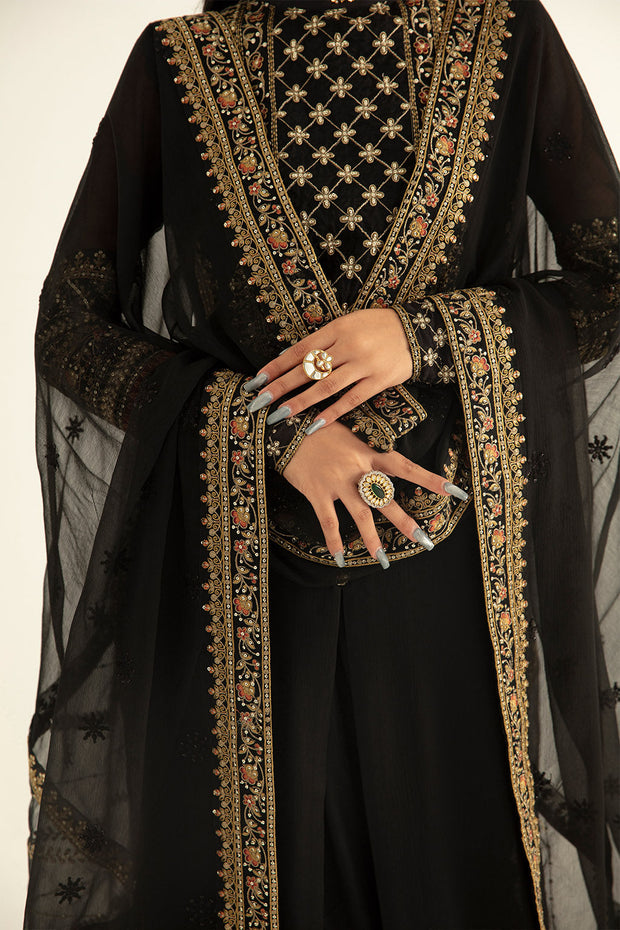 Shop Luxury Embroidered Black Chiffon Pakistani Wedding Salwar Kameez Suit