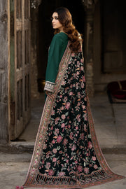 Shop Luxury Green Embroidered Pakistani Wedding Frock with Velvet Shawl