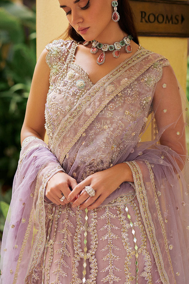 Shop Luxury Lilac Embroidered Pakistani Wedding Dress in Frock Sharara Style