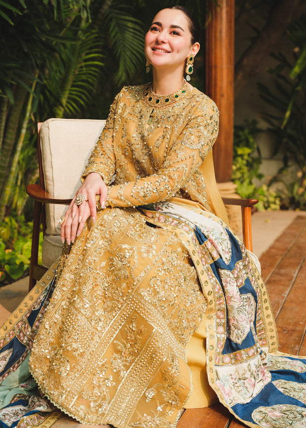 Shop Luxury Marigold Embroidered Pakistani Wedding Dress Kameez Trousers
