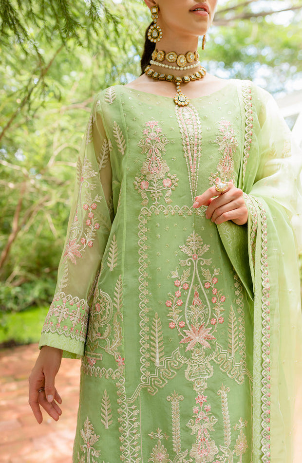 Shop Luxury Mint Green Embroidered Pakistani Salwar Kmaeez Dupatta
