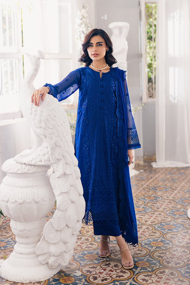 Shop Luxury Navy Blue Embroidered Pakistani Salwar Kameez in Chiffon