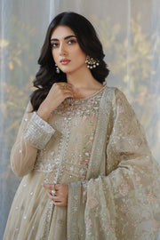 Shop Maria B Skin Shade Embroidered Pakistani Party Wear Frock Dress 2024