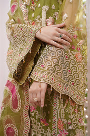 Shop Mehndi Green Embroidered Pakistani Wedding Dress Kmaeez Gharara 2023