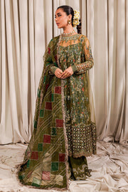 Shop Mehndi Green Multicolored Pakistani Kameez Sharara Wedding Dress 2023