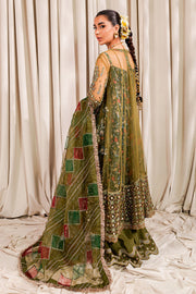Shop Mehndi Green Multicolored Pakistani Kameez Sharara Wedding Dress