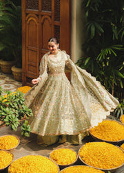 Shop Mint Green Embroidered Pakistani Wedding Dress Pishwas Sharara Style