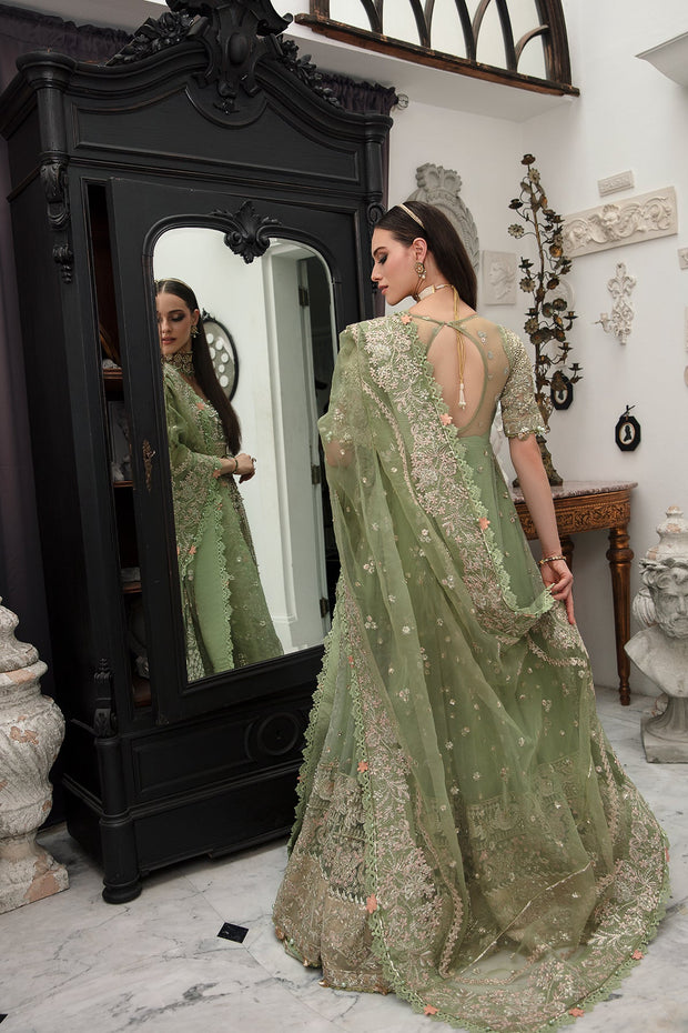Mint Green Heavily Embellished Pakistani Wedding Dress in Pishwas Style