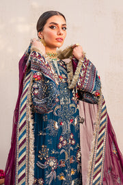 Shop Multicolored Embellished Blue Pakistani Kameez Sharara Wedding Dress