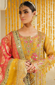 Shop Multicolored Embroidered Yellow Pakistani Kameez wedding Dress