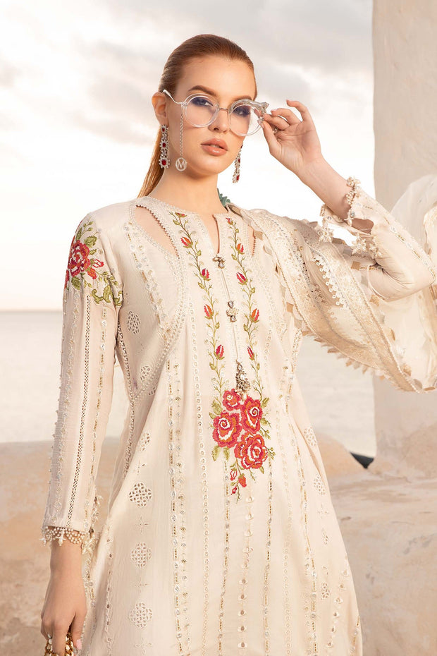 Shop Off White Embroidered Maria B Unstitch Lawn Pakistani Salwar Suit