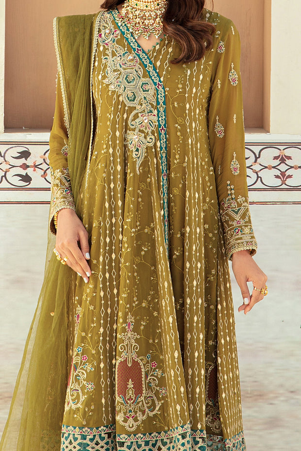 Shop Olive Green Embroidered Pakistani Wedding Dress Pishwas Frock Style