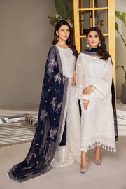 Shop Pakistani Salwar Kameez Embroidered Dupatta in White Shade