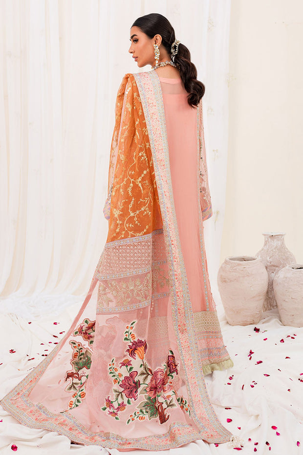Shop Pakistani Wedding Dress Heavily Embroidered Peach Kameez Sharara