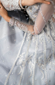 Shop Pakistani Wedding Dress Royal Embroidered Pishwas Frock in Grey Shade