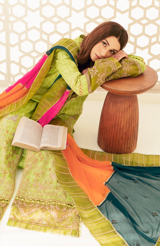 Shop Parrot Green Embroidered Pakistani Salwar Kameez Dupatta Suit