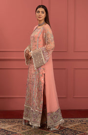 Shop Peach Pink Heavily Embroidered Pakistani Salwar Kameez Party Wear
