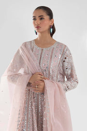 Shop Premium Opal Pink Chiffon Luxury Pret kaalidar Pakistani Party Dress