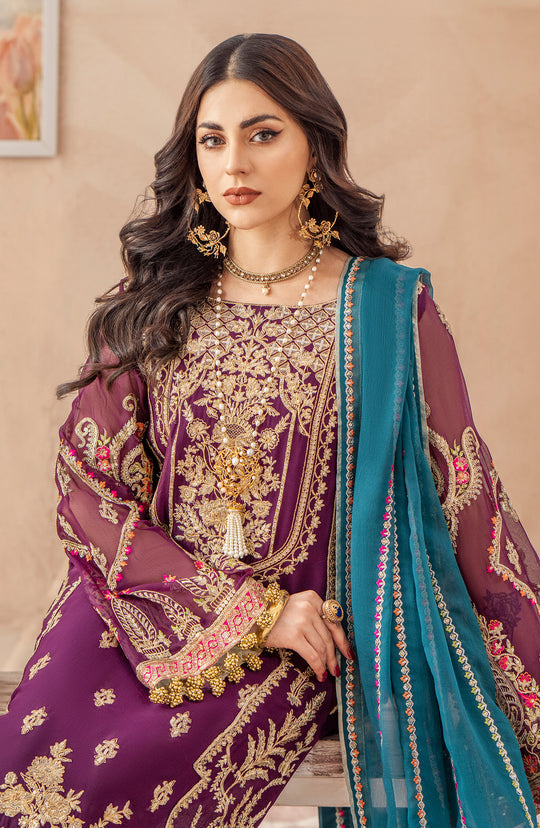 Shop Purple Heavily Embellished Pakistani Kameez Trousers Wedding Dress