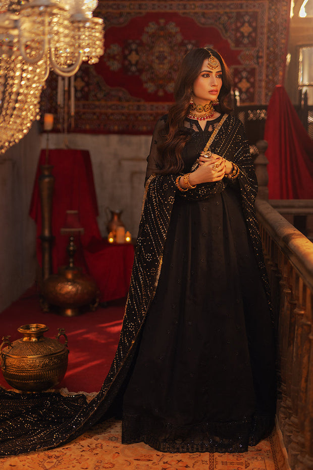 Shop Regal Black Embroidered Pakistani Party Wear Dupatta Long Frock Style In United States