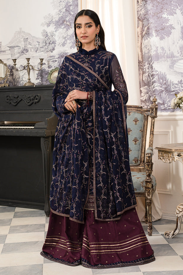 Shop Royal Blue Embroidered Pakistani Wedding Dress kameez Gharara