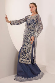 Shop Royal Blue Heavily Embellished Pakistani Wedding Wear Kameez Sharara