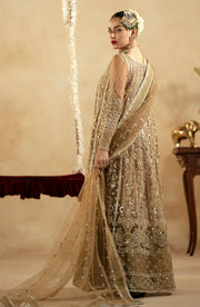 Shop Royal Golden Embroidered Pakistani Wedding Dress Pishwas Frock