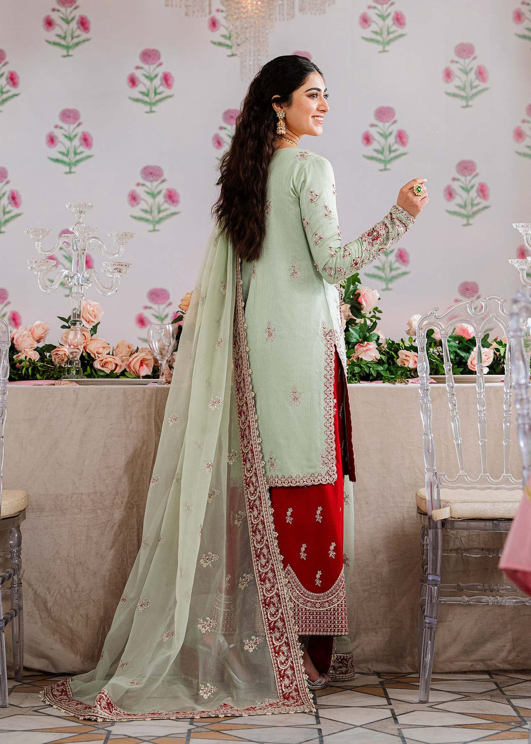 Shop Royal Ice Blue Pakistani Salwar Kameez Embroidered Red Salwar Suit