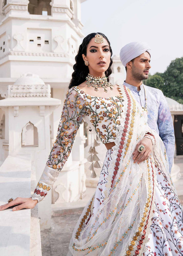 Shop Royal Ivory Heavily Embellished Pakistani Wedding Dress Lehenga Choli
