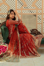 Shop Rust Maroon Pakistani Wedding Dress in Kameez Gharara Style