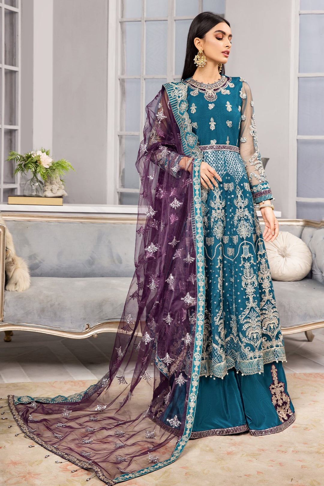 Sea Green Embellished Pakistani Maxi Style Wedding Dress CUSTOM Sea Green Embellished Pakistani Maxi Style Wedding Dress CUSTOM