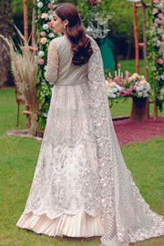 Shop Silver Heavily Embellished Pakistani Wedding Dress in Pishwas Style