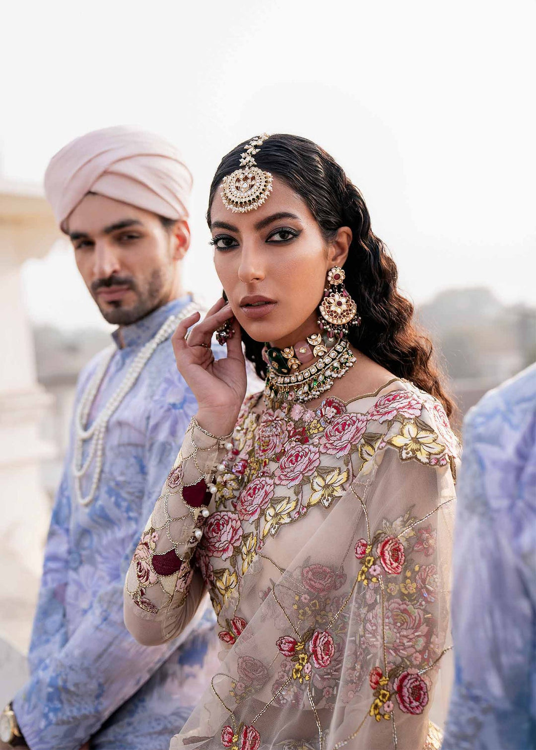 Shop Snow White Floral Embroidered Pakistani Wedding Dress Lehenga Choli