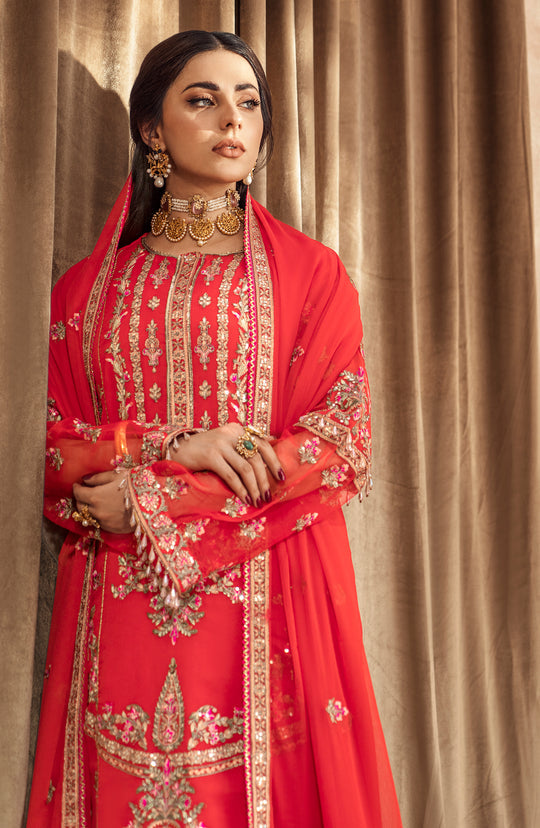 Shop Stunning Red Embroidered Pakistani Salwar Kameez Wedding Dress 2023