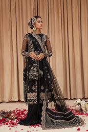 Traditional Black Multi color Embroidered Pakistani Wedding Dress