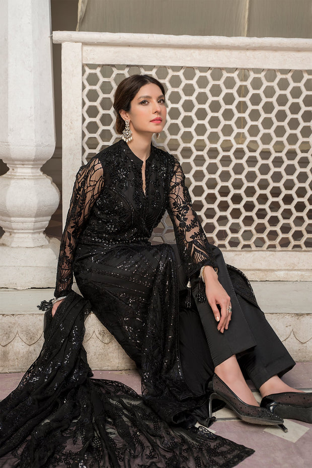 Pakistani Net Frock Suit Design Traditional Black Net Pakistani