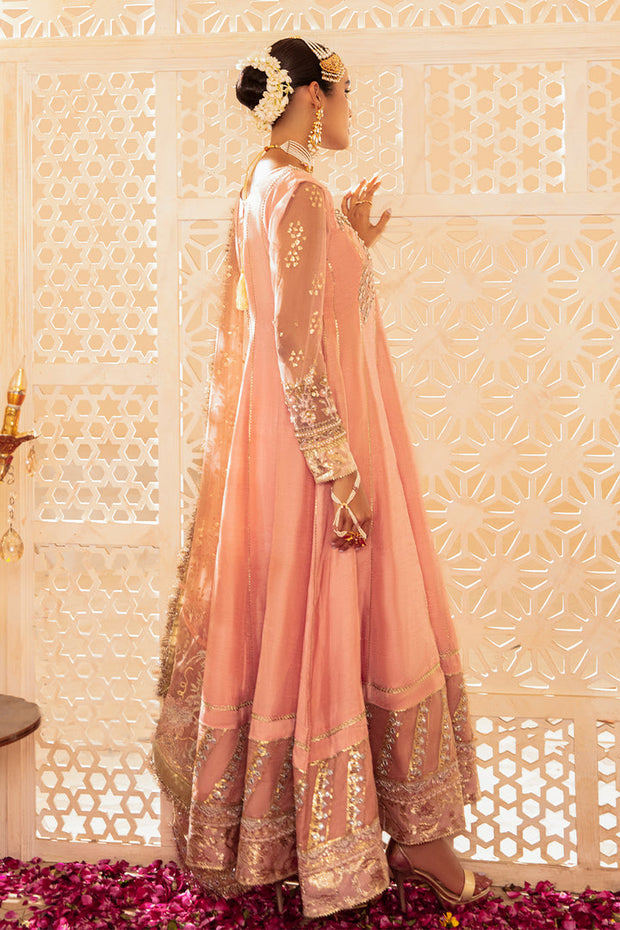 Shop Traditional Heavily Embellished Peach Frock Pakistani Wedding Dress