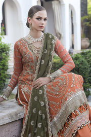 Shop Traditional Orange Embroidered Kameez Sharara Pakistani Wedding Dress 2023