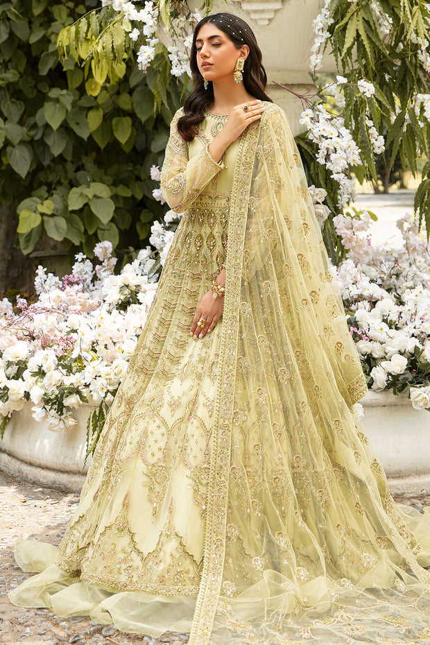 Shop Yellow Lime Heavily Embellished Pishwas Pakistani Wedding Dress