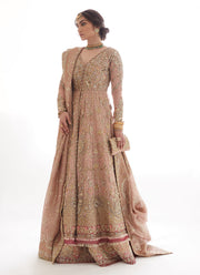 Sienna Rose Gold Embroidered Pakistani Bridal Dress Farshi Lehenga