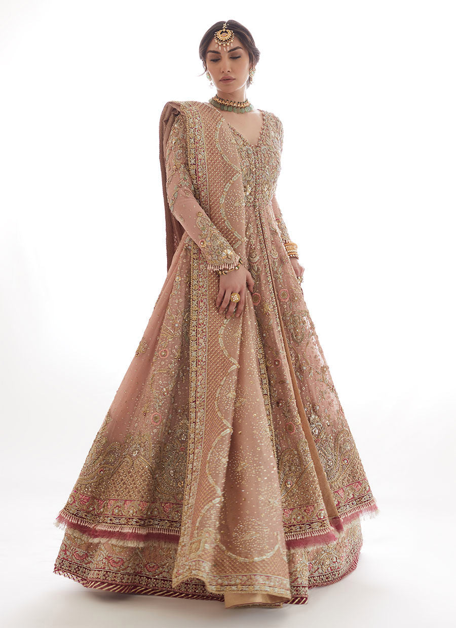 Sienna Rose Gold Hand Embroidered Pakistani Bridal Lehenga