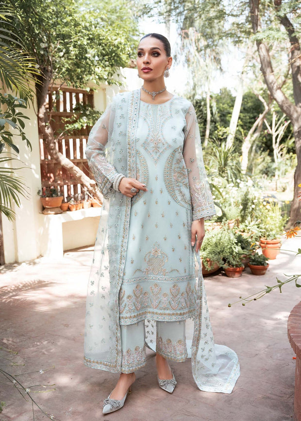 Sky Blue Embroidered Pakistani Salwar Kameez Dupatta Salwar Suit