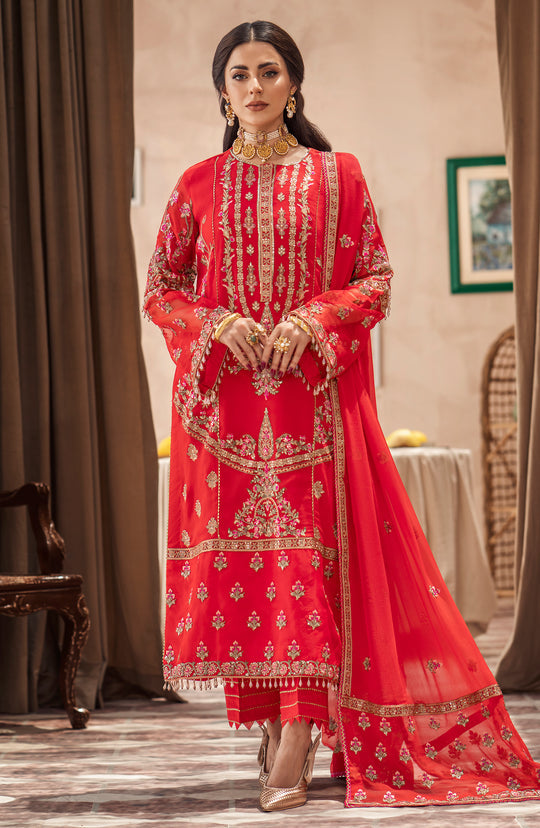 Stunning Red Embroidered Pakistani Salwar Kameez Wedding Dress