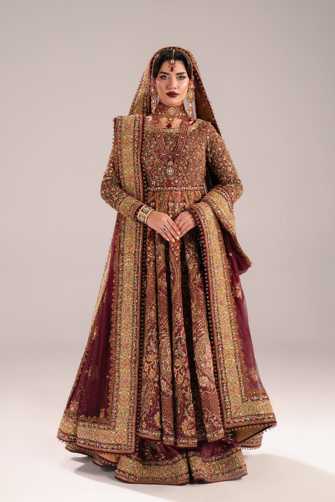 Stunning Pakistani Bridal Dress in Anarkali Frock Lehenga Style