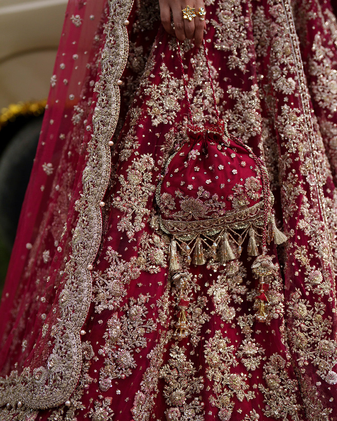 Stunning Pakistani Bridal Dress in Double Layered Pishwas Style
