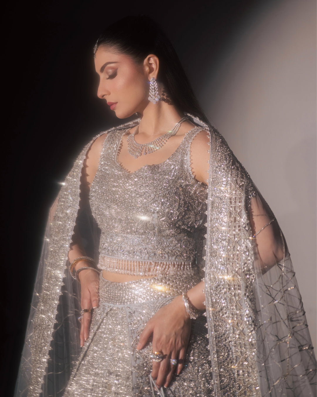 Stunning Pakistani Bridal Dress in Elegant Choli Lehenga Style