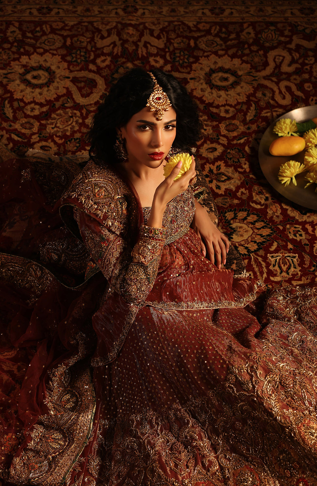 Stunning Pakistani Bridal Dress in Peplum and Lehenga Style