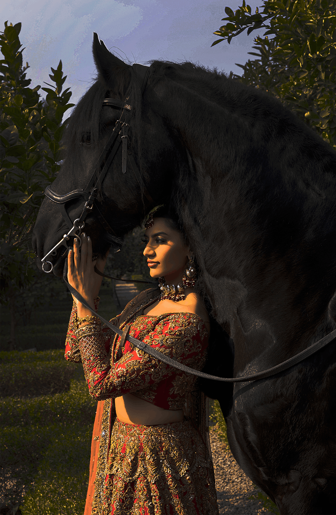 Stunning Pakistani Bridal Outfit in Choli and Lehenga Style