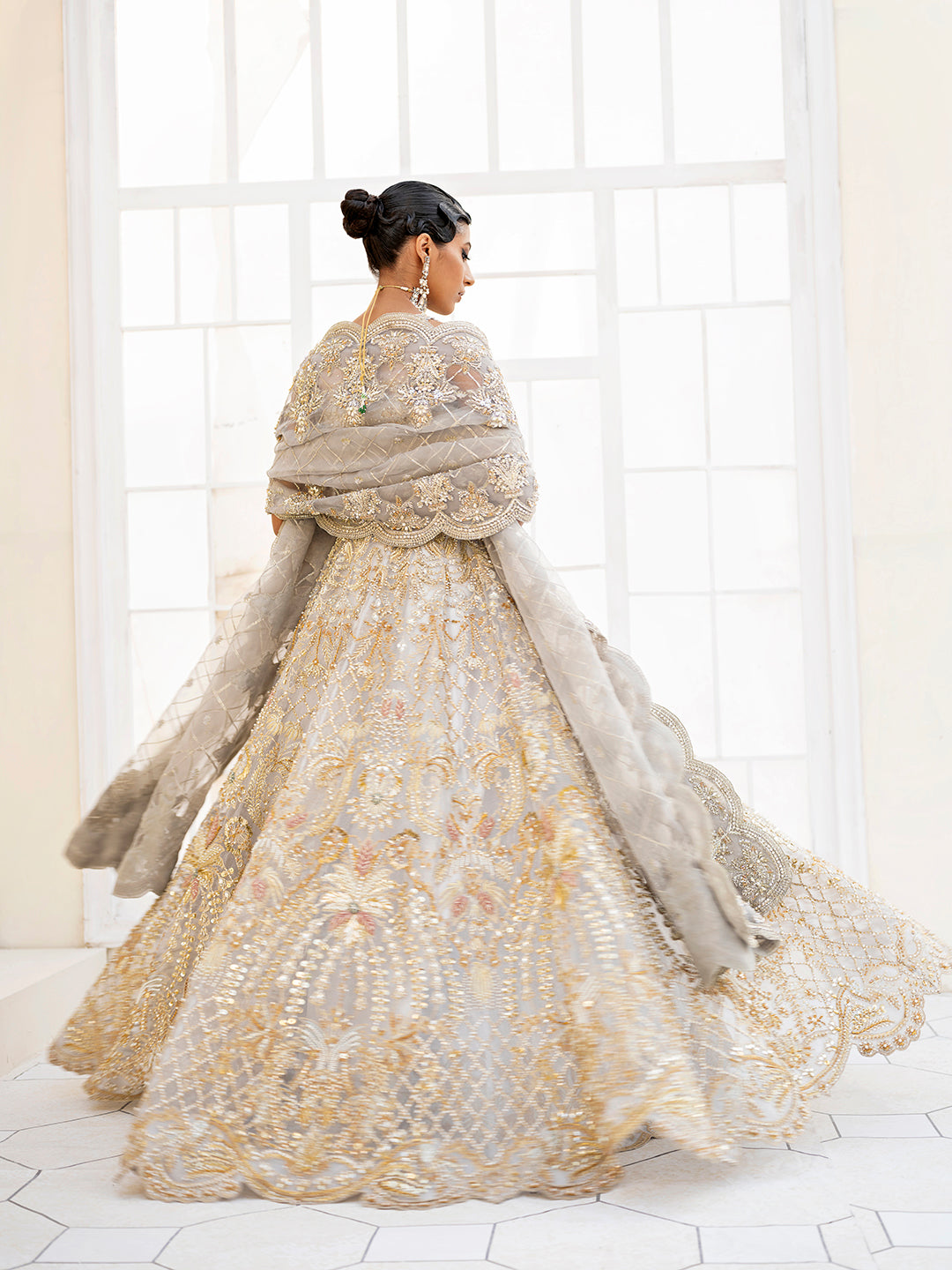 Elegant Ice Blue Pakistani Bridal Dress for Modern Brides